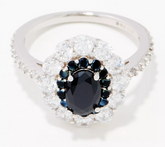 Diamonique Double Halo Cocktail Ring Choice of Color Sterling Silver, Size 6